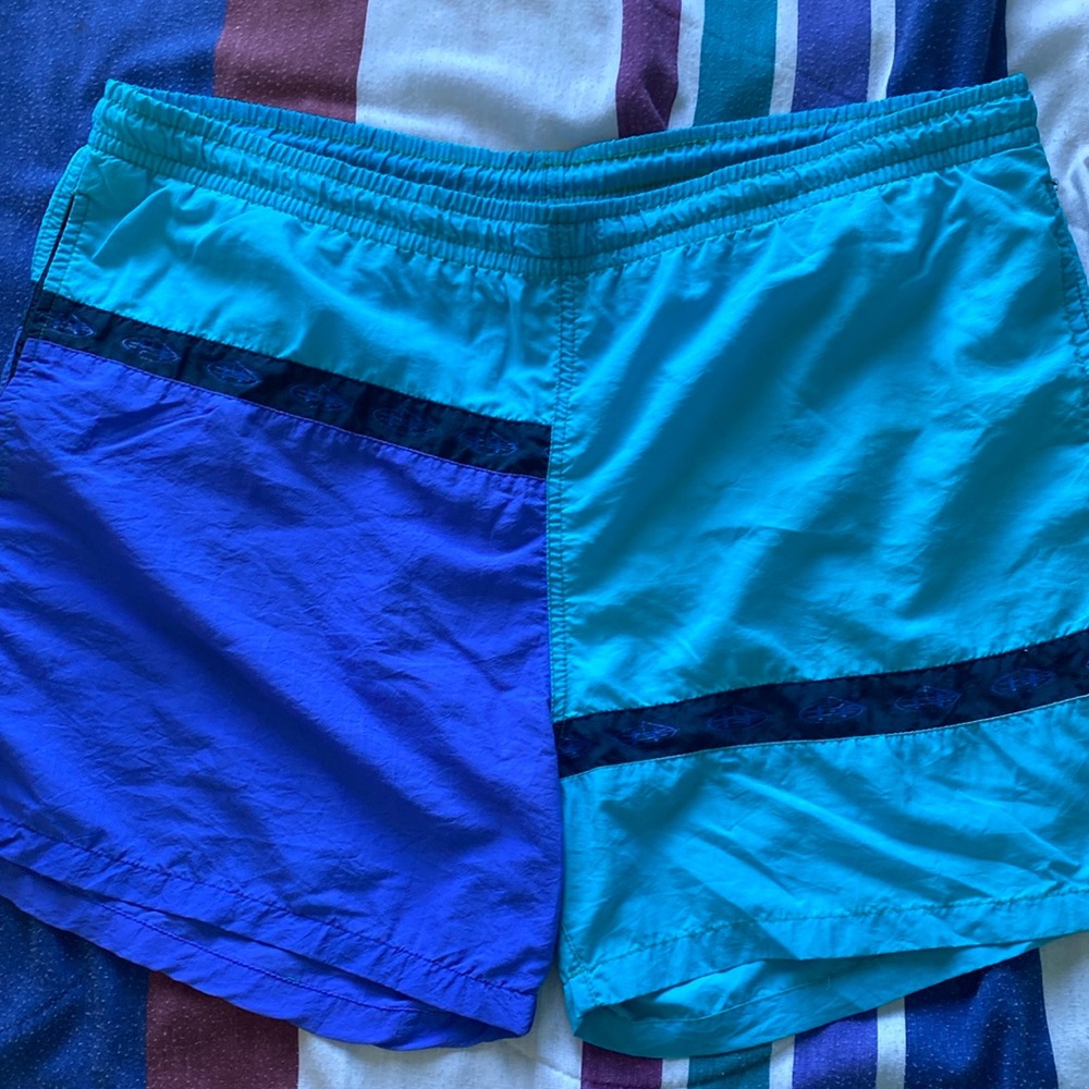 Vintage 90s Men’s Purple & Blue Sideout Swimtrunks